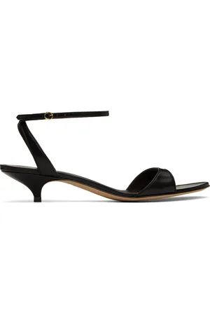 The Row Black Vika Ankle Strap Kitten Heeled Sandals