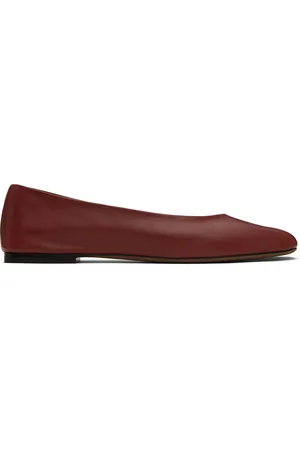 The Row Burgundy Square Ballerina Flats