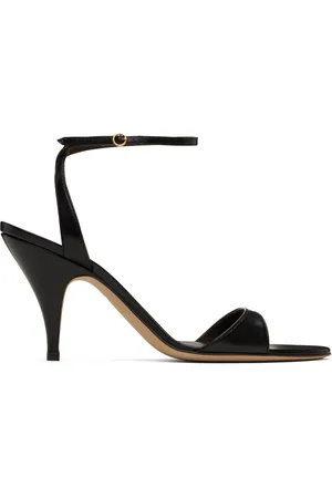 The Row Black Vika Ankle Strap Heeled Sandals