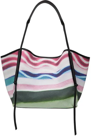 DRIES VAN NOTEN Pink & Green Striped Print Tote