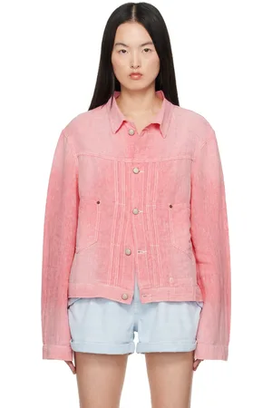 R13 Pink Relaxed Pleated Trucker Jacket