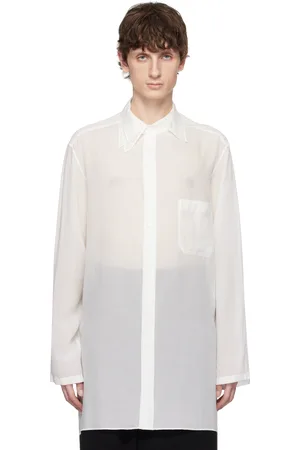 YOHJI YAMAMOTO White 60 Cellulose Loan Triple Collar Shirt