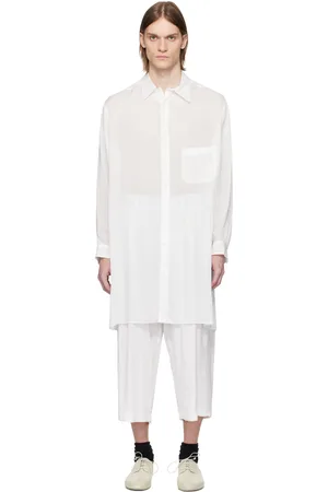 YOHJI YAMAMOTO White 80 Modal Lawn Back Paneled Slit Shirt