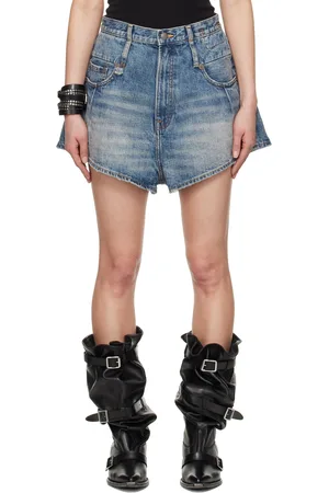 R13 Blue Straight Double Loop Venti Denim Shorts