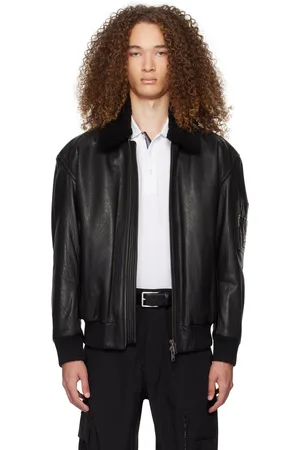 HUGO BOSS Black Zip Leather Jacket