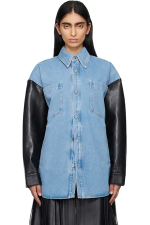 Nanushka Blue & Black Zinnie Denim Shirt