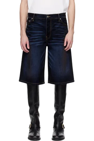 Cout de la Liberte Navy Zander Stretch Suede Baggy Denim Shorts
