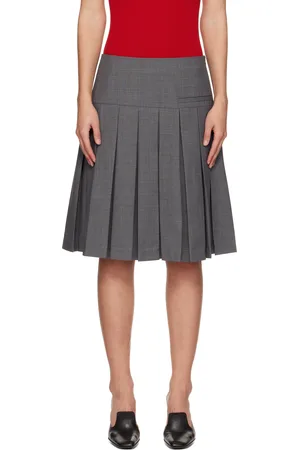 Shushu/Tong Gray A-Line Pleated Miniskirt