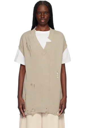 YOHJI YAMAMOTO Taupe 7G2P Jersey V Neck Vest