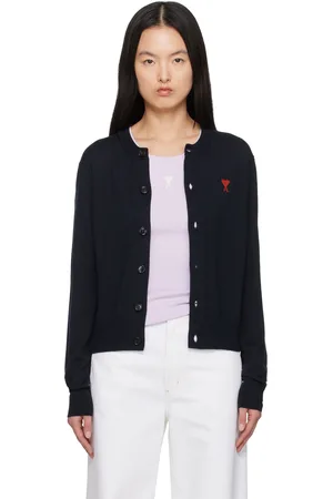 Ami Navy Wool Ami de Coeur Cardigan