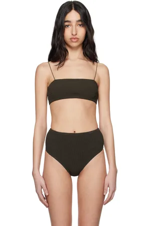 Totême Khaki Smocked Bikini Top