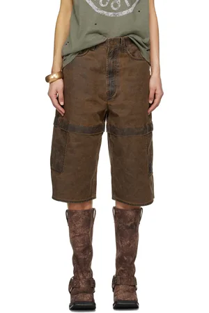 Acne Studios Brown Coated Cotton Shorts