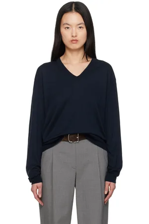 Auralee Product Dyed Wool Knit V-Neck Sweater