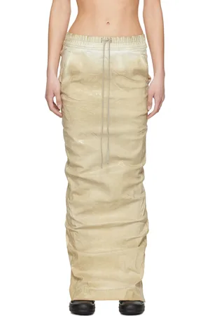Rick Owens Beige Hollywood Pull On Pillar Denim Maxi Skirt