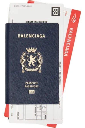 Balenciaga Navy Passport Long 2 Tickets Wallet