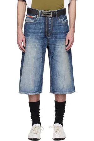 MARTINE ROSE Blue Zip Denim Shorts