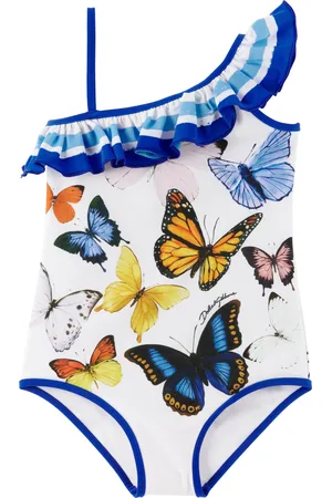 Dolce & Gabbana Kids Navy & White Butterfly-Print One-Piece Swimsuit