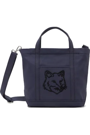 Maison Kitsuné Navy Fox Head Small Tote