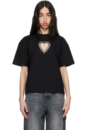 AREA Crystal Heart Cutout Relaxed T-shirt