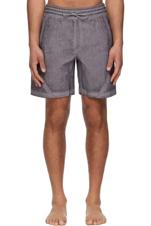 Coor Gray Ripstop Over Dying Curved Swim Shorts
