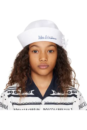 Dolce & Gabbana Kids White Embroidered-Logo Hat