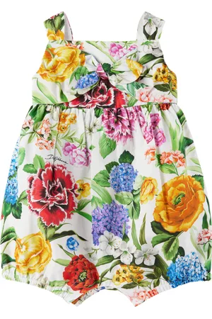 Dolce & Gabbana Baby Multicolor Floral-Print Poplin Romper