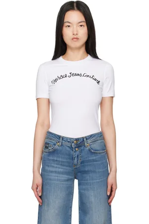 VERSACE White Screen-Printed T-shirt