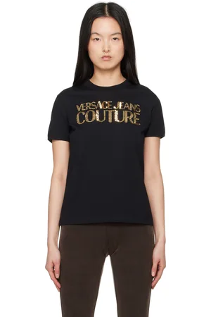 VERSACE Black Crystal Institutional Logo T-shirt