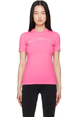 VERSACE Pink Screen-Printed T-shirt