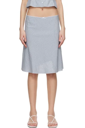 DANIELLE GUIZIO Blue & White Paloma Midi Skirt