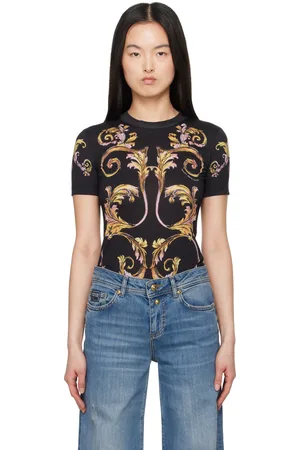 VERSACE Black Outline Barocco T-shirt