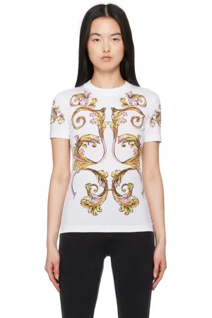VERSACE White Outline Barocco T-shirt