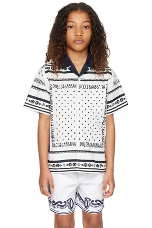 Dolce & Gabbana Kids White Bandanna Print Poplin Shirt