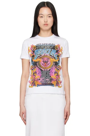 VERSACE White Crystal Tour Logo T-shirt