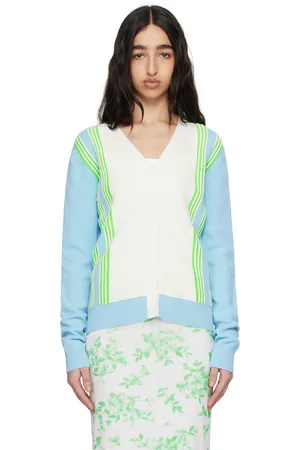 Anna Sui Blue & White Amalfi Knit Cardigan