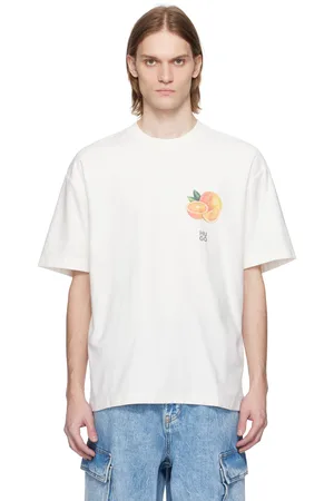HUGO BOSS White Cotton Jersey Orange Prints T-shirt