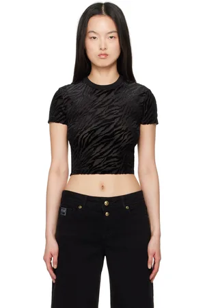 VERSACE Black Zebra Devoré Crop T-shirt