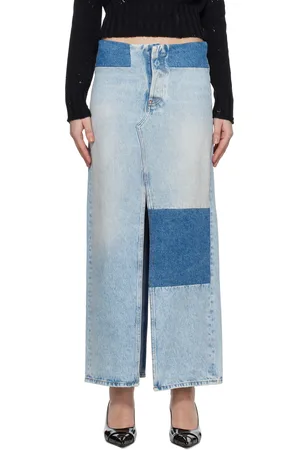 Maison Margiela Blue Paneled Denim Maxi Skirt