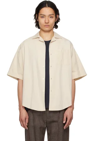 Ami Beige Cotton Short Sleeve Boxy Shirt