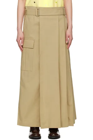 Kenzo Beige Paris Cargo Cotton Ripstop Maxi Skirt