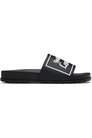 VERSACE Black Logo Shelly Pool Slides