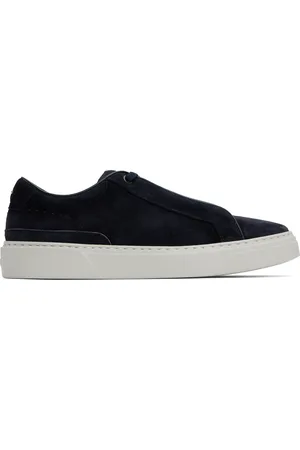 HUGO BOSS Navy Gary Low-Top Suede Sneakers