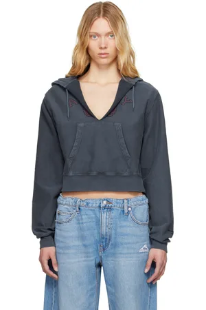 Alexander Wang Navy Distressed Cotton Hoodie