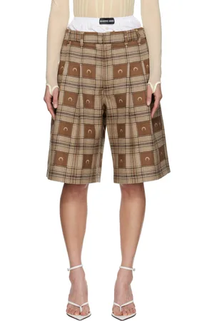 Marine Serre Brown Moon Checks Jacquard Shorts