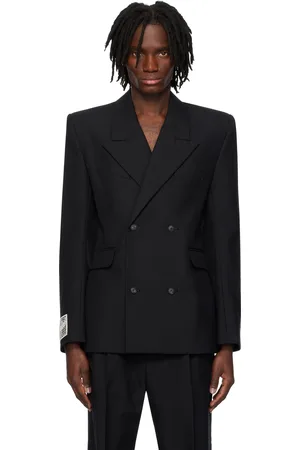 EgonLab Black Fitted Double Breasted Blazer
