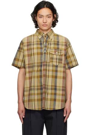 ENGINEERED GARMENTS Khaki Plaid Popover BD Shirt