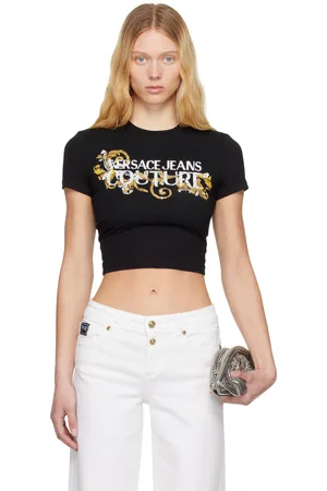 VERSACE Black Crystal Outline Barocco T-shirt