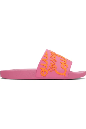 VERSACE Pink Logo Shelly Pool Slides