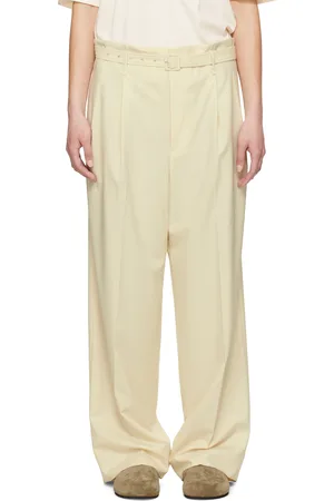 Auralee Beige Super Fine Tropical Wool Two-Tuck Trousers