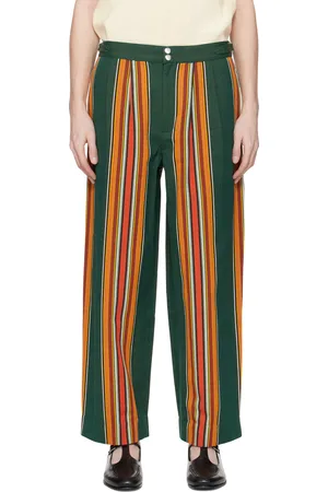 BODE Green & Orange Parakeet Stripe Trousers